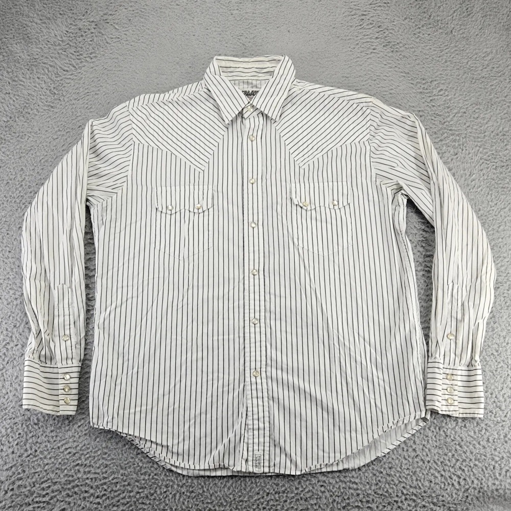 Polo Jeans Company Shirt Mens Large White Vintage‎ Button Up Y2K Long Sleeve